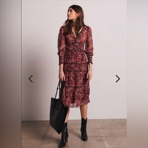 ba&sh Gigi Tiered Midi Floral Dress